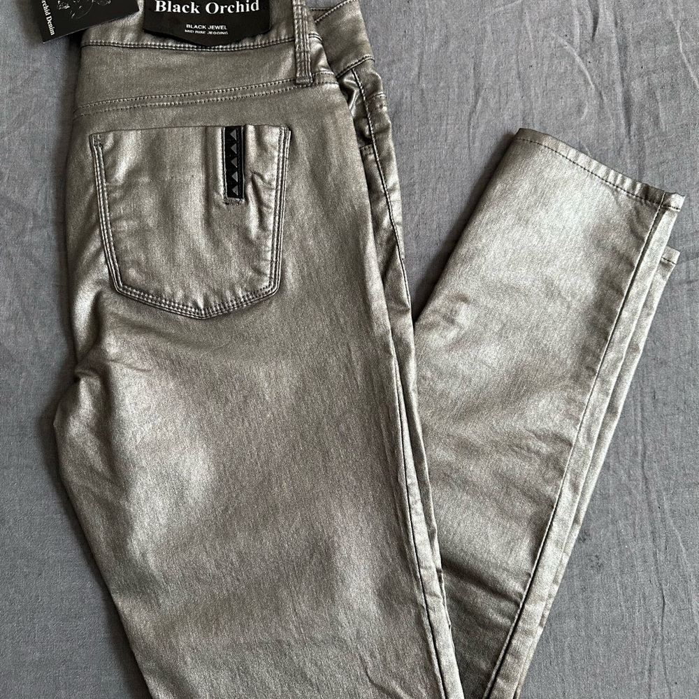Black Orchid “Russian Chrome” Silver Coated Jeans
